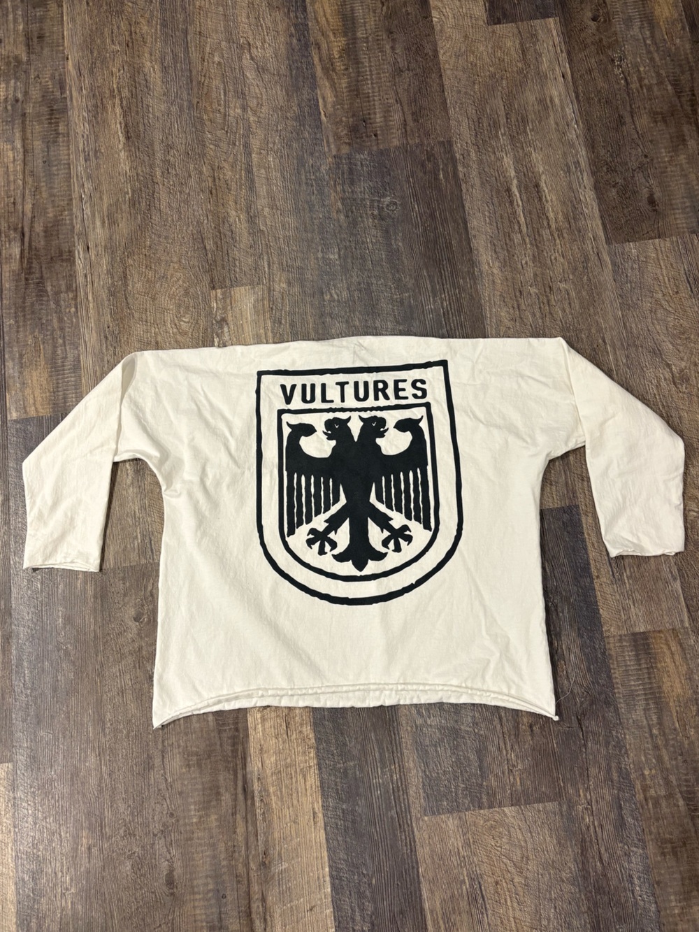 Yeezy Cream Long Sleeve Tee with Black Vultures Graphic